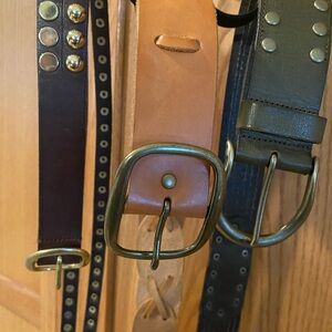 Linea Pelle Leather Belt Trio - Black, Tan, Brown